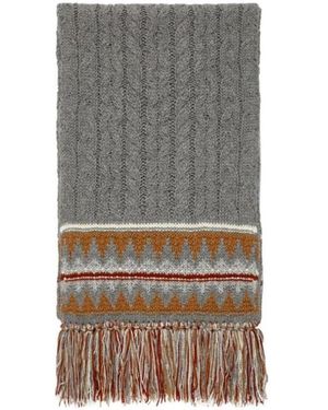 Loro Piana Cashmere Geometric Jacquard Scarf - Grey