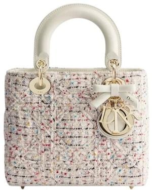 Dior Small Lady Bag With Strap - White