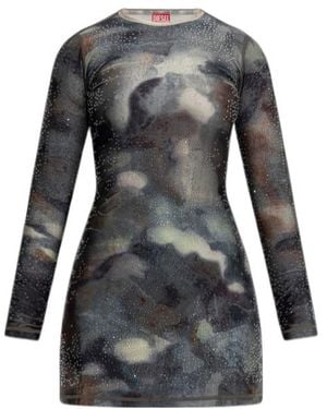DIESEL D-Uplo Printed Embellished Mini Dress - Black