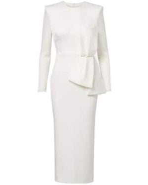 Alex Perry Bow-Detail Crepe Satin Gown - White