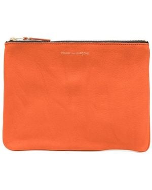 Comme des Garçons Comme Des Garçons Wallet Logo Printed Zip-Up Pouch - Orange