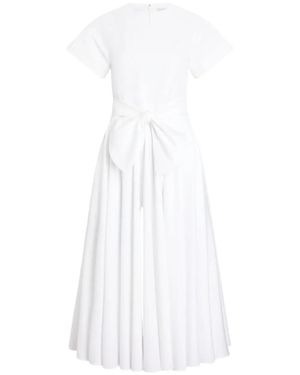 Patou Short Sleeves Midi Knot Dress - White