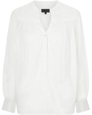 Nili Lotan Embroidered Gathered Cotton-Voile Blouse - White