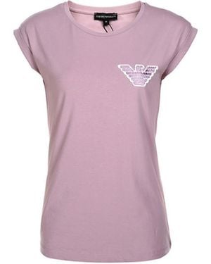 Emporio Armani Short-Sleeved T-Shirt With Round Neck - Purple