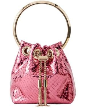 Jimmy Choo Metal Leather Bucket Bag - Pink