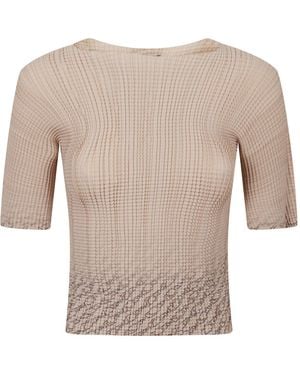 Herno Short Sleeve Textured Fitted Top - White