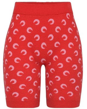 Marine Serre Moon Printed Jacquard Bouclette Mini Shorts - Red