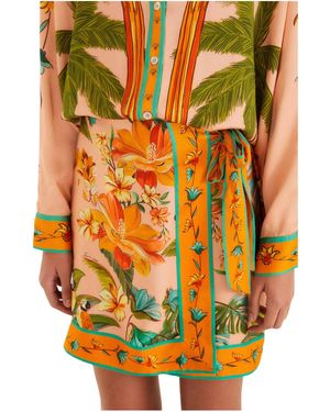 FARM Rio Floral-Print Wrap-Style Skirt - Yellow