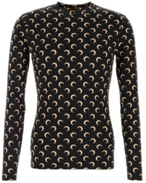 Marine Serre Moon Printed Jersey Crewneck Top - Black