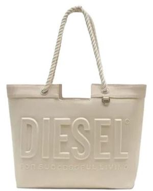 DIESEL Dsl 3 D Shopper Logo Tote Bag - Natural