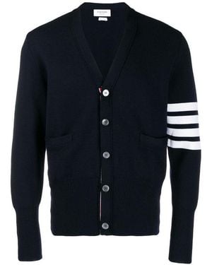 Thom Browne Bar Striped Straight Hem Cardigan - Blue