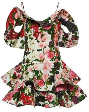 Oscar de la Renta Ruffled Floral Cotton-Blend Minidress - Multicolour