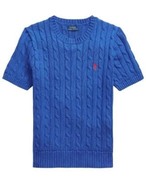 Polo Ralph Lauren Cable-Knit Short-Sleeve Top - Blue