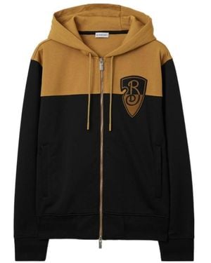 Burberry Ekd Motif Zip-Up Drawstring Hoodie in Black for Men