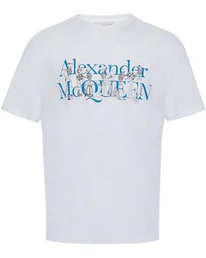 McQueen Logo Printed Crewneck T-Shirt - White