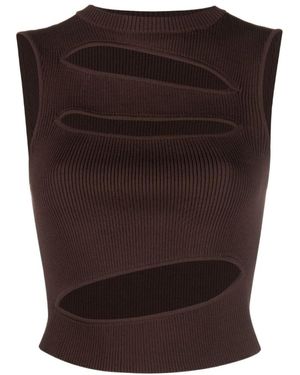 Christopher Esber Cut-Out Ribbed-Knit Top - Brown