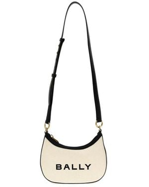 Bally Bar Ellipse Logo Printed Crossbody Bag - White
