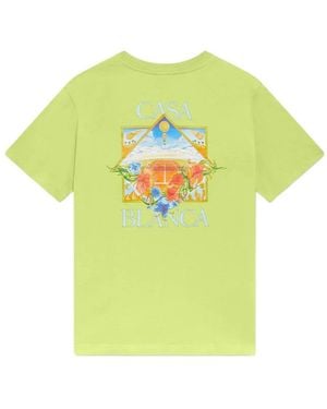CASABLANCA Flower Court Crewneck T-Shirt - Yellow