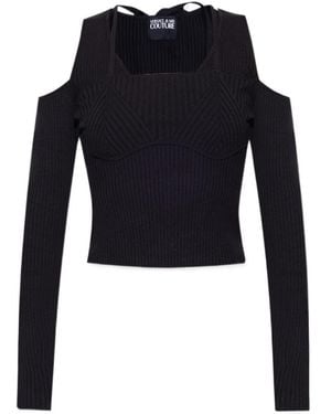 Versace Jeans Couture Couture Open-Shoulder Knitted Jumper - Blue