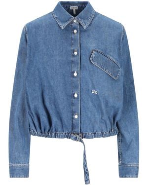 Loewe Cropped Belted Shirt - Blue