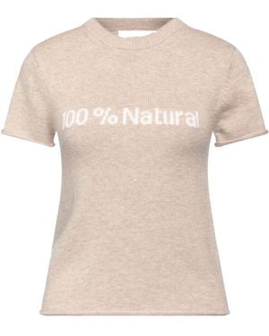 Sportmax Two-Color Wool Short-Sleeved Top - Natural