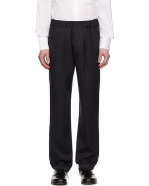 Tom Ford Herringbone Stripe Pleated Lounge Trousers - Black