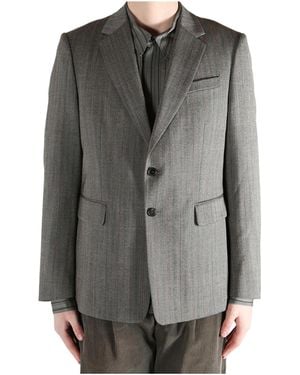 Dries Van Noten Single Breasted Striped Jacket - Gray