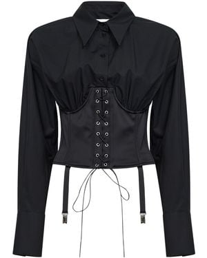 GIUSEPPE DI MORABITO Corset Detail Cropped Top - Black