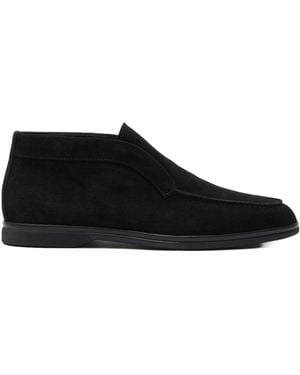 SCAROSSO Leonardo Round-Toe Ankle Boots - Black