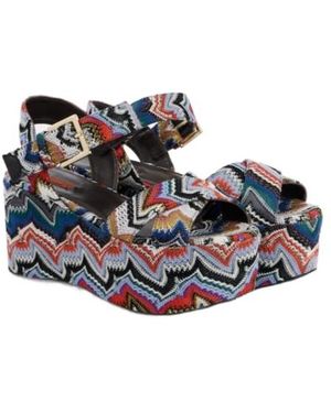 Missoni Julia Raschel Lamé Platform Sandals - Blue