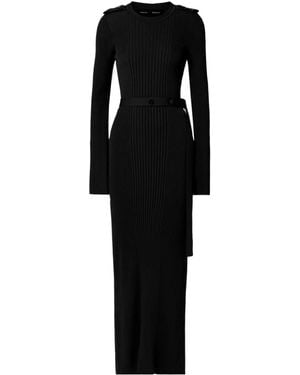 Proenza Schouler Lauryn Belted Ribbed-Knit Dress - Black