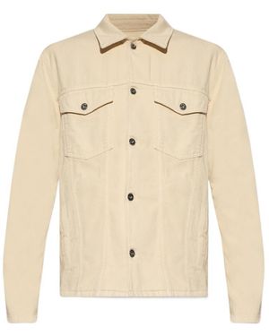 Off-White c/o Virgil Abloh Motif-Embroidered Buttoned Denim Jacket - Natural