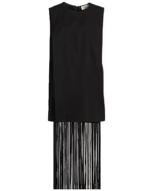 Sportmax Solid Sleeveless Fringe Dress - Black