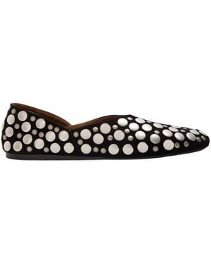 KHAITE Jane Stud-Embellished Leather Ballet Flats - Black