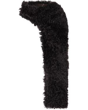 Nour Hammour Shearling Scarf - Black