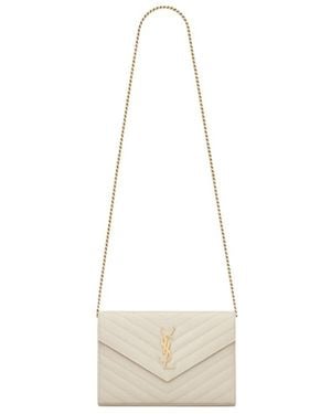 Saint Laurent Classic Cassandre Chain Wallet - White