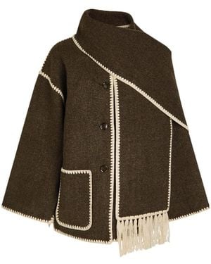 TOTEME Scarf-Effect Wool-Blend Jacket - Brown
