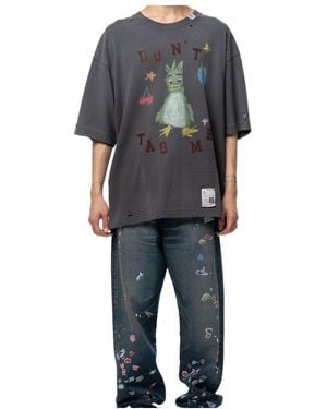 Maison Mihara Yasuhiro Leon Graffiti Print T-Shirt - Grey