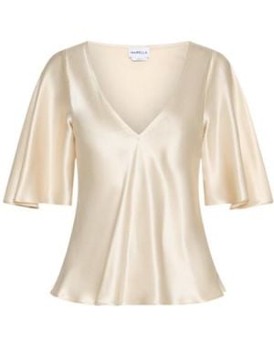 Marella Silk Satin Blouse - Natural