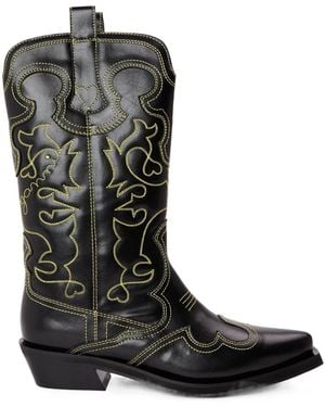 Ganni Shift Western Cowboy Boots - Black