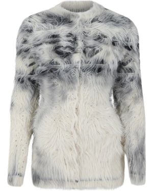 Maison Margiela Brushed Argyle Long Cardigan - Grey
