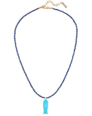 Jennifer Behr Bead-Embellished Pendant Necklace - Blue