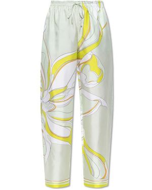 Tory Burch Printed Silk Pants - Yellow