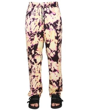 Dries Van Noten Graphic Printed Drawstring Trousers - Natural