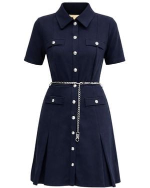 MICHAEL Michael Kors Chain-Belt Shirt Dress - Blue