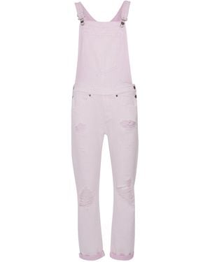 Dondup Straight-Leg Distressed Overalls - Purple