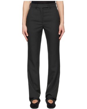 Rier Wool Belt Loop Casual Trousers - Black