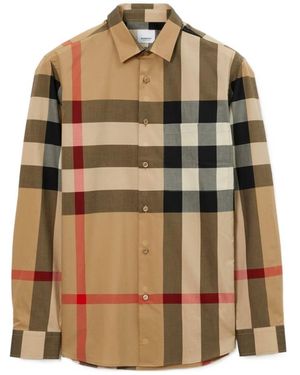Burberry Slim Fit Check Cotton Shirt - Brown