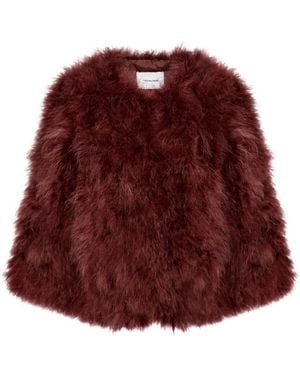 Yves Salomon Long-Sleeve Plush Jacket - Red
