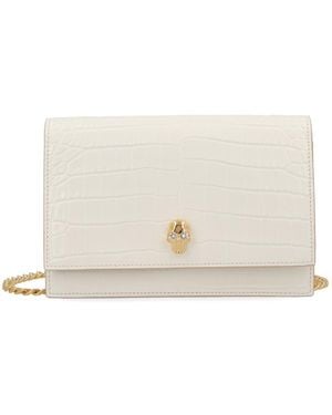 McQueen Small Skull Embossed Shoulder Bag - Natural